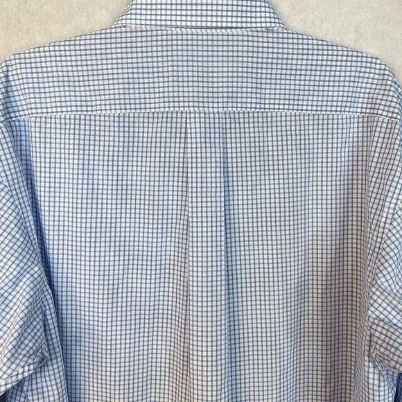 Club Room Mens Button Up Shirt Size S Blue Check Regular Fit Dress Shirt 14.5" - Picture 5 of 10